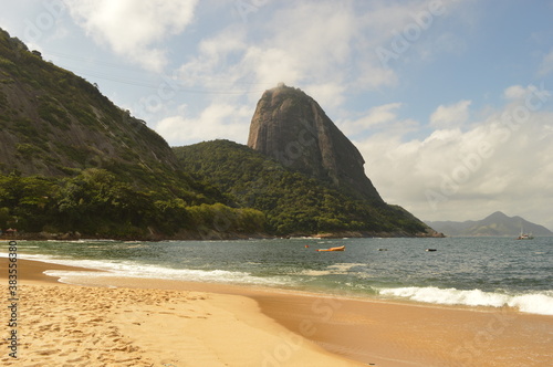 The beautiful Sugar Loaf Mountain and scenery around Rio de Janeiro in Brazil