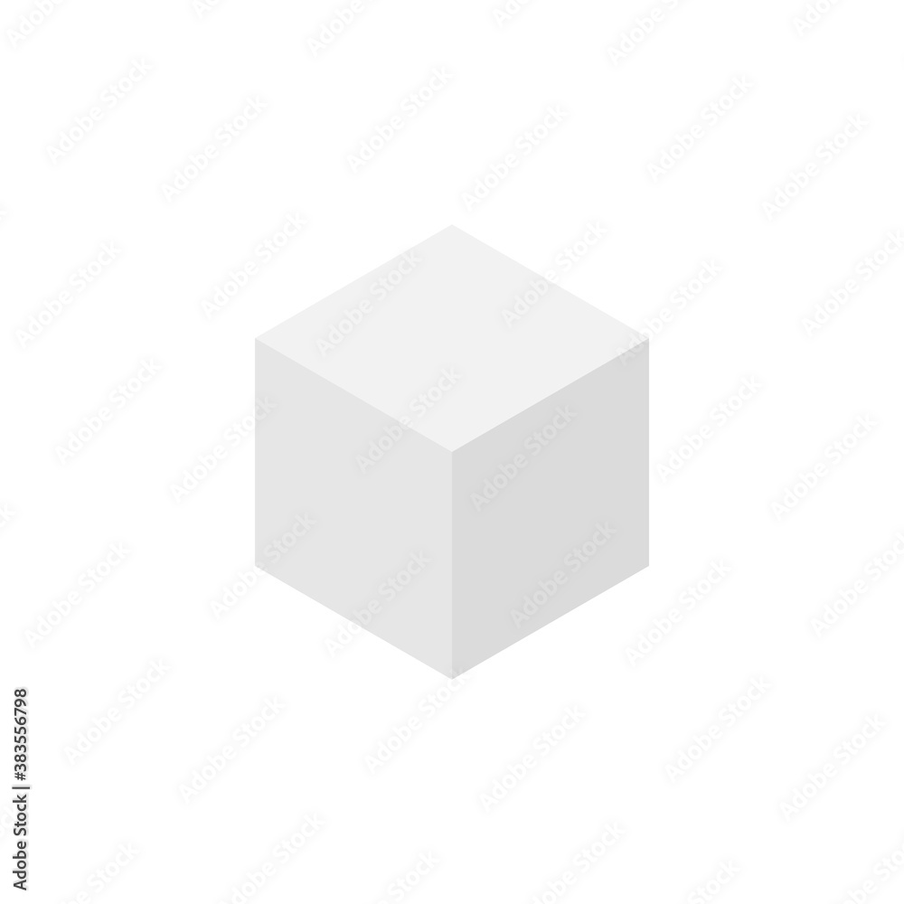 White vector cube. Isometric cube icon. Illustration isolated on white. Simple geometric shape. Box symbol. White vector cube. Isometric cube icon. Illustration isolated on white. Simple geometric shape. Box symbol.
