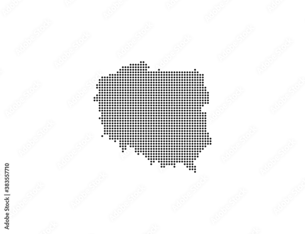 Poland, country, dotted map on white background. Vector illustration.