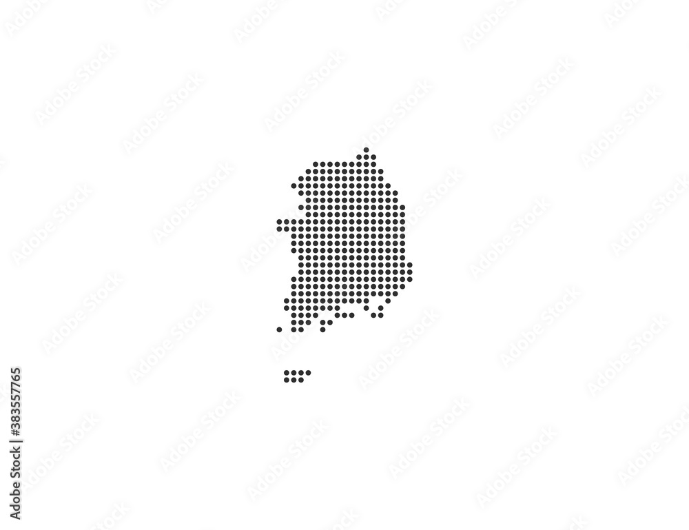 South Korea, country, dotted map on white background. Vector illustration.