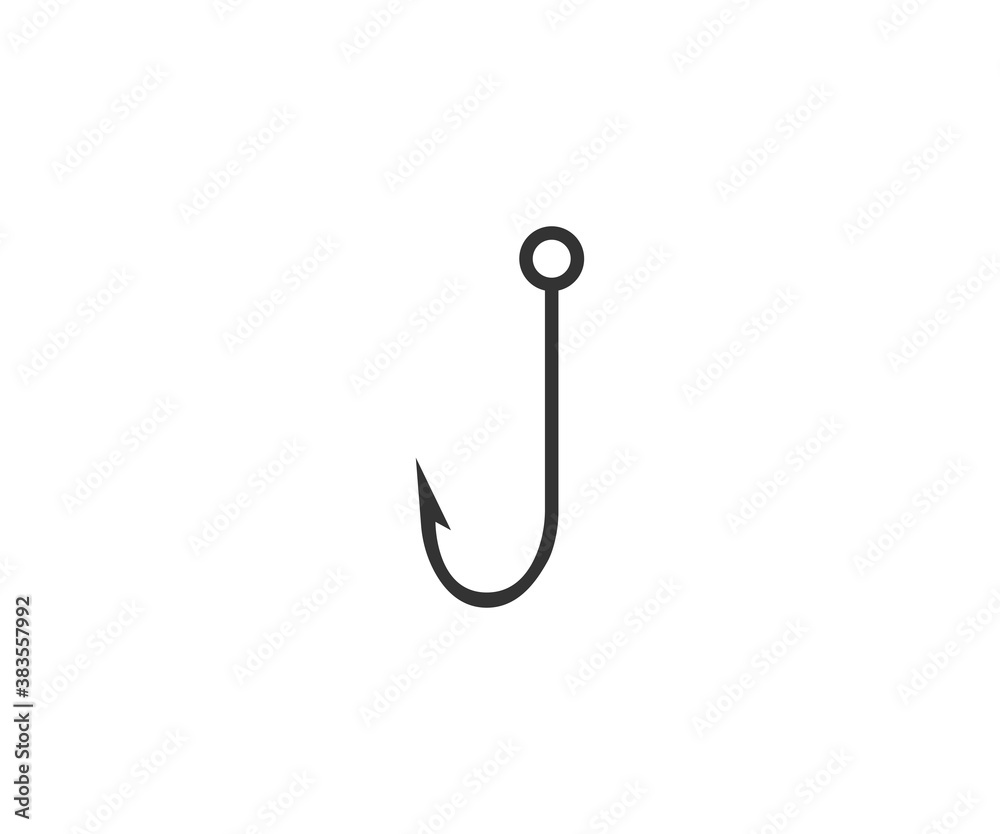 Fishing, hook icon. Vector illustration, flat design.