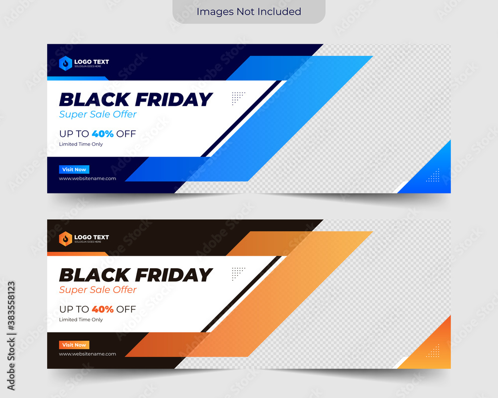 Black friday facebook banner template design, Template banner and cover