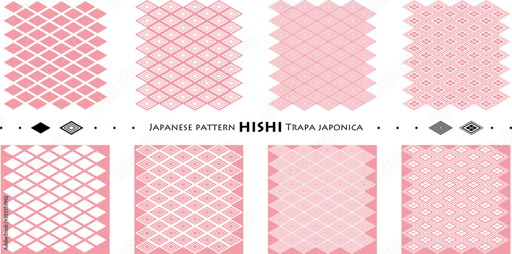 Japanese pattern HISHI Trapa japonica_seamless pattern_c05 Japanese pattern HISHI Trapa japonica_seamless pattern_c05