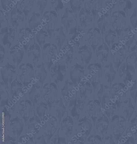 Watercolor leaves grey seamless pattern with blue tint. Illustration for cards, cover, textile, lining fabric