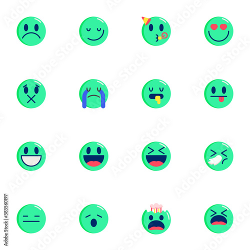Chat Emoji flat icons set