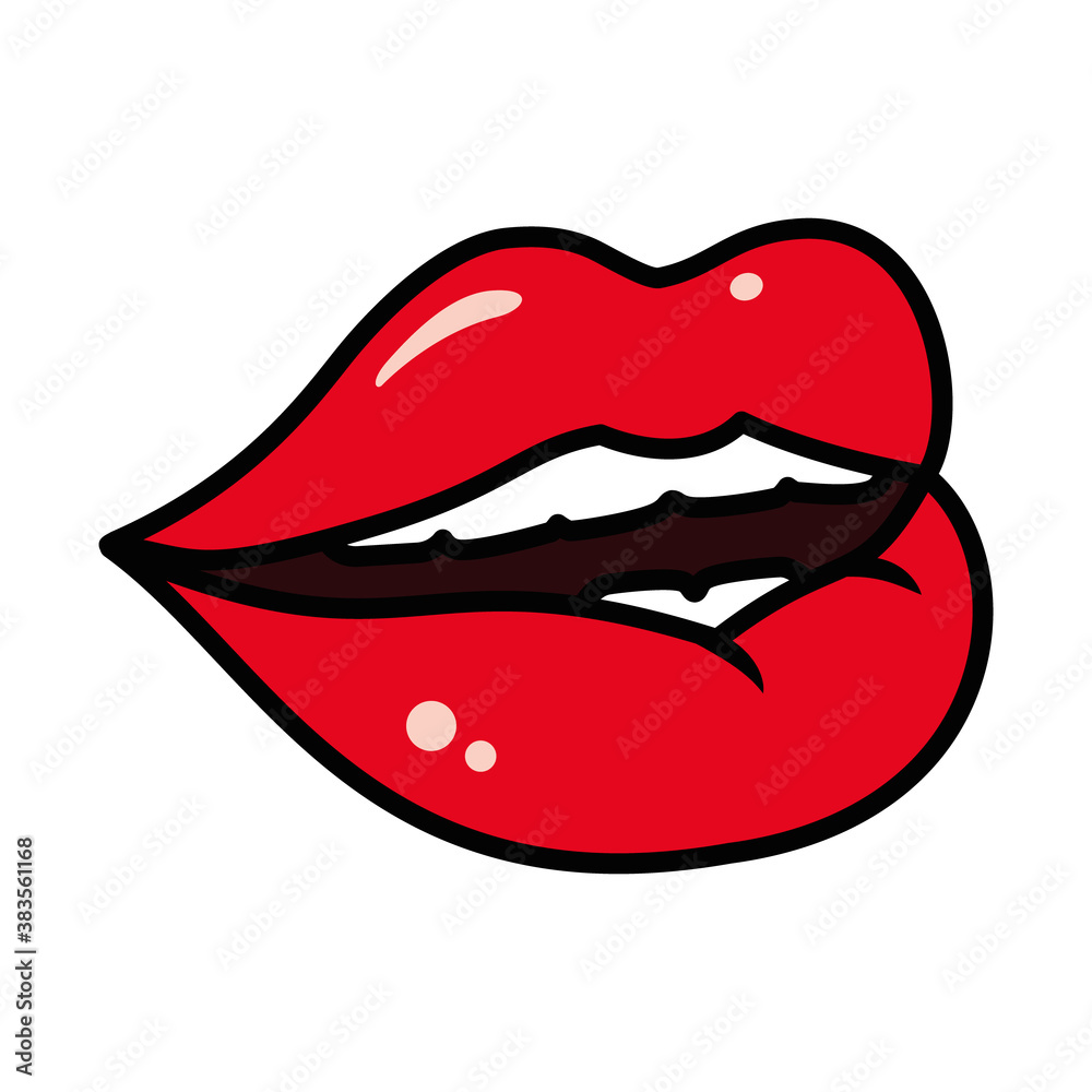 pop art concept, sexy mouth icon, line and fill style pop art concept, sexy mouth icon, line and fill style