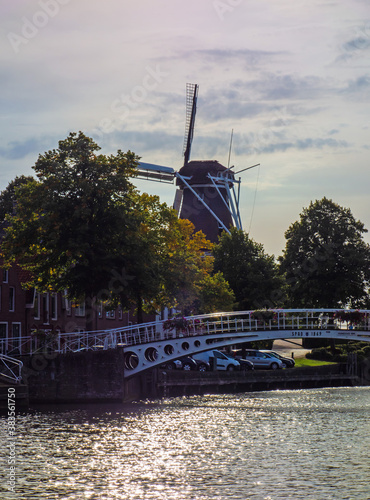 Scenery with tradional windmill in Drachten, Netherlands
 photo