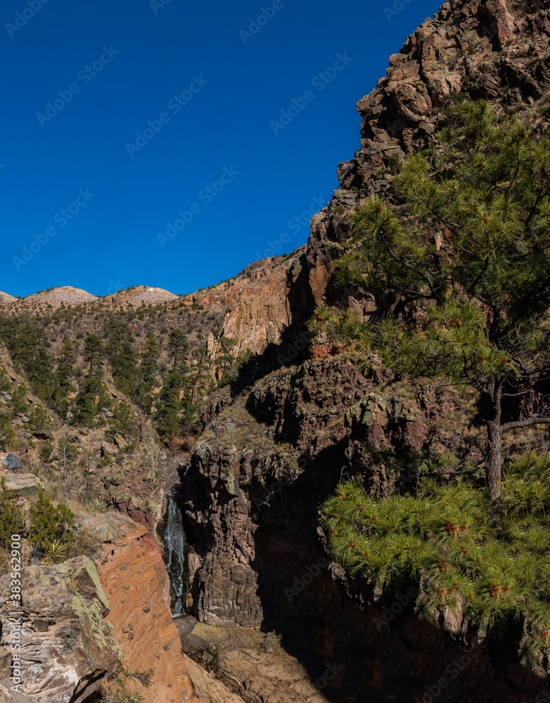 Waterfall on Frijoles Creek, Bandelier National Monument, New Mexico, USA