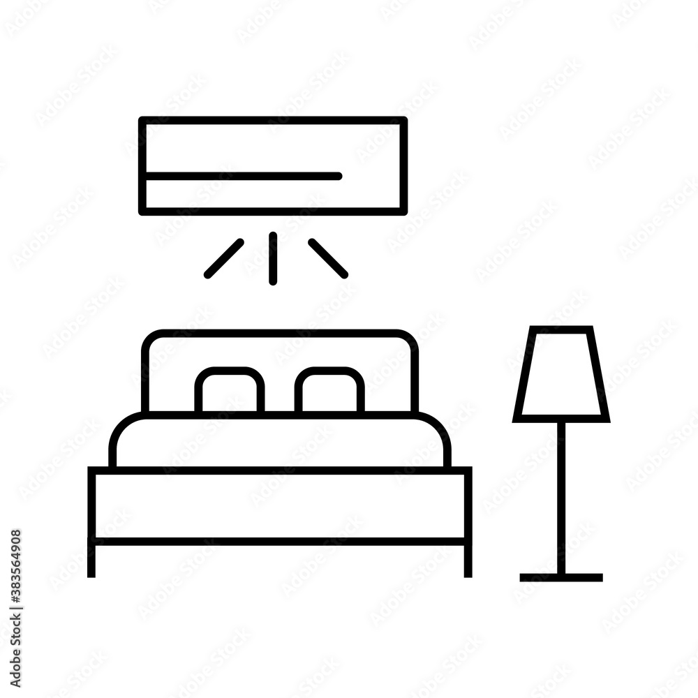 bedroom thin line icon, hotel and sleep, bed sign, vector graphics, A alinear pattern on A on white background bedroom thin line icon, hotel and sleep, bed sign, vector graphics, A alinear pattern on A on white background