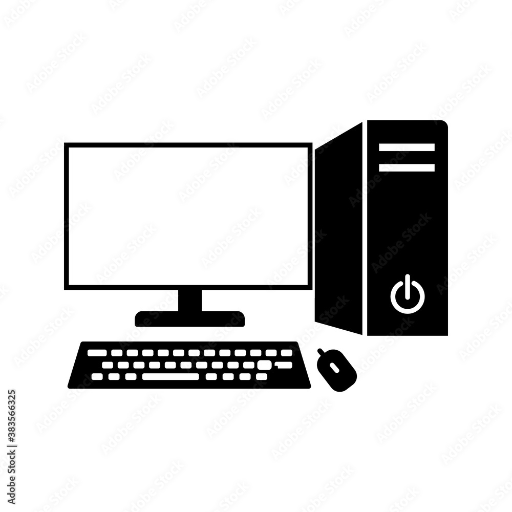 Desktop computer vector. illustration working space. vector illustration on white background Desktop computer vector. illustration working space. vector illustration on white background