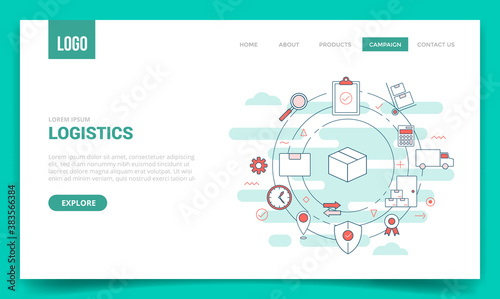 logistics delivery concept with circle icon for website template or landing page banner homepage