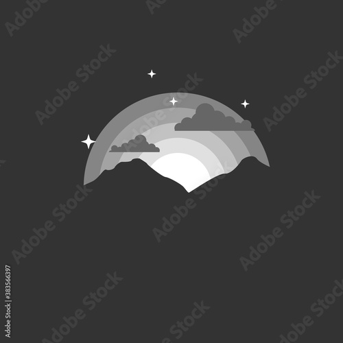 Mountain in the Night. Silhouette