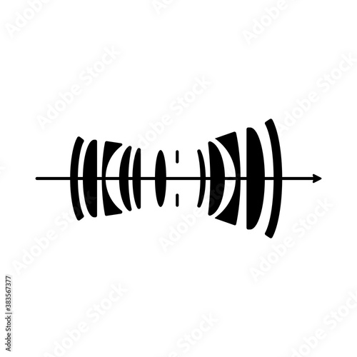 Diagram of camera lens elements as light passes through the glass in vector