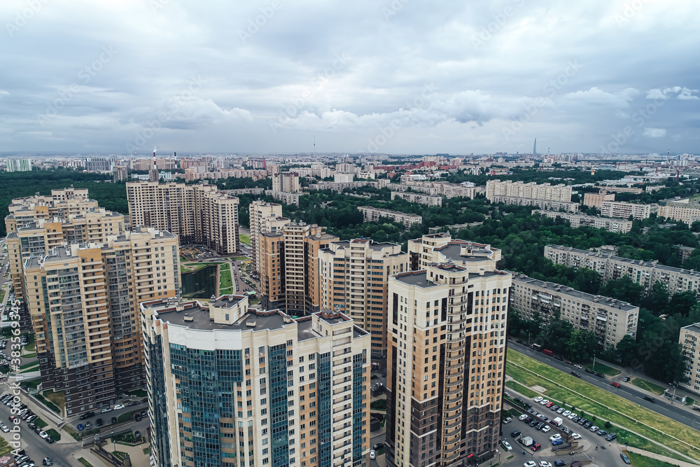 Obraz premium Aerial Townscape of Saint Petersburg City. Kalininsky District