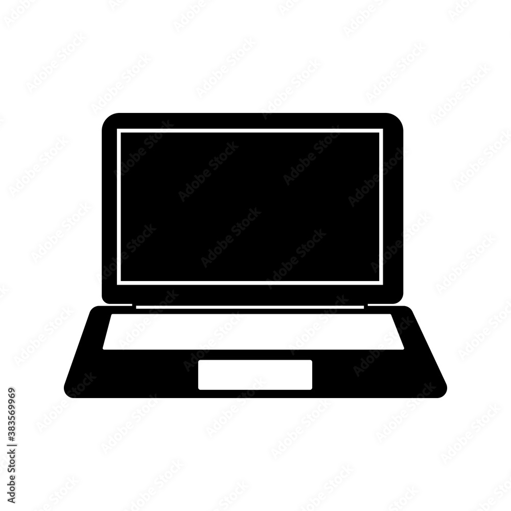 Laptop with pointer or cursor icon isolated Laptop with pointer or cursor icon isolated