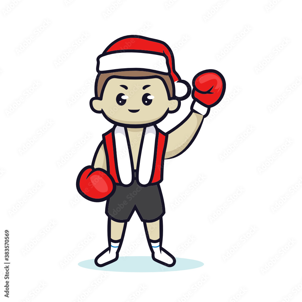 Boxing day mascot with Santa Claus costume design Boxing day mascot with Santa Claus costume design
