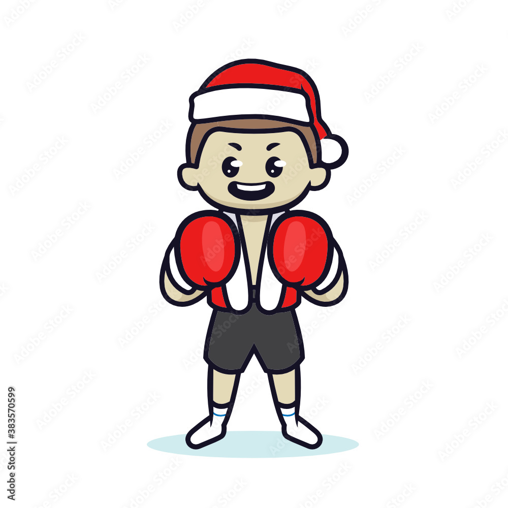 Boxing day mascot with Santa Claus costume design Boxing day mascot with Santa Claus costume design