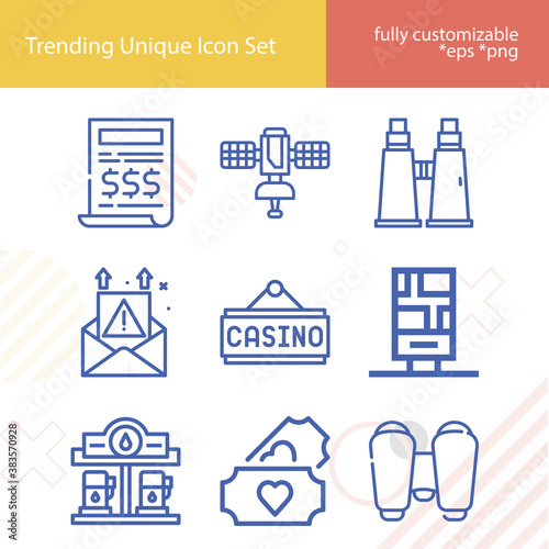 Simple set of parking related lineal icons.