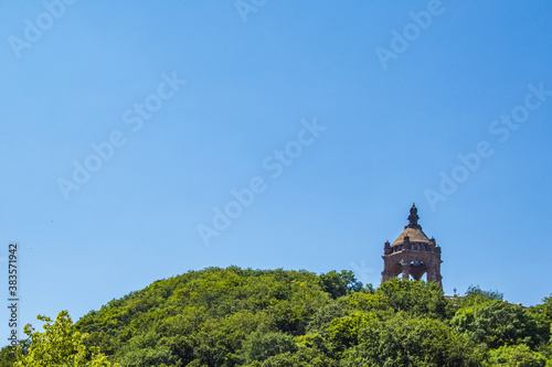 Emperor William Monument on top of Wittekindsberg near the city of Porta Westfalica  North Rhine Westphalia  Germany