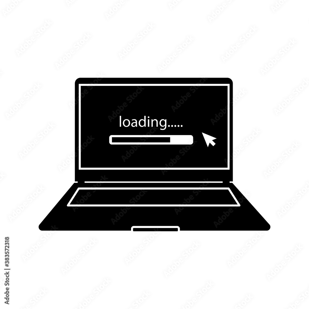 Laptop with pointer or cursor icon isolated Laptop with pointer or cursor icon isolated