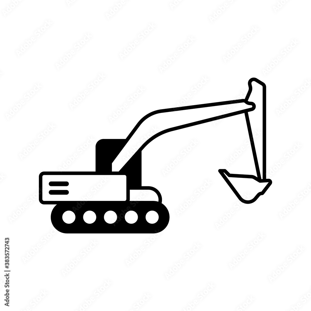 excavator icon with line or outline style. vehicle or transport icon stock on white background excavator icon with line or outline style. vehicle or transport icon stock on white background