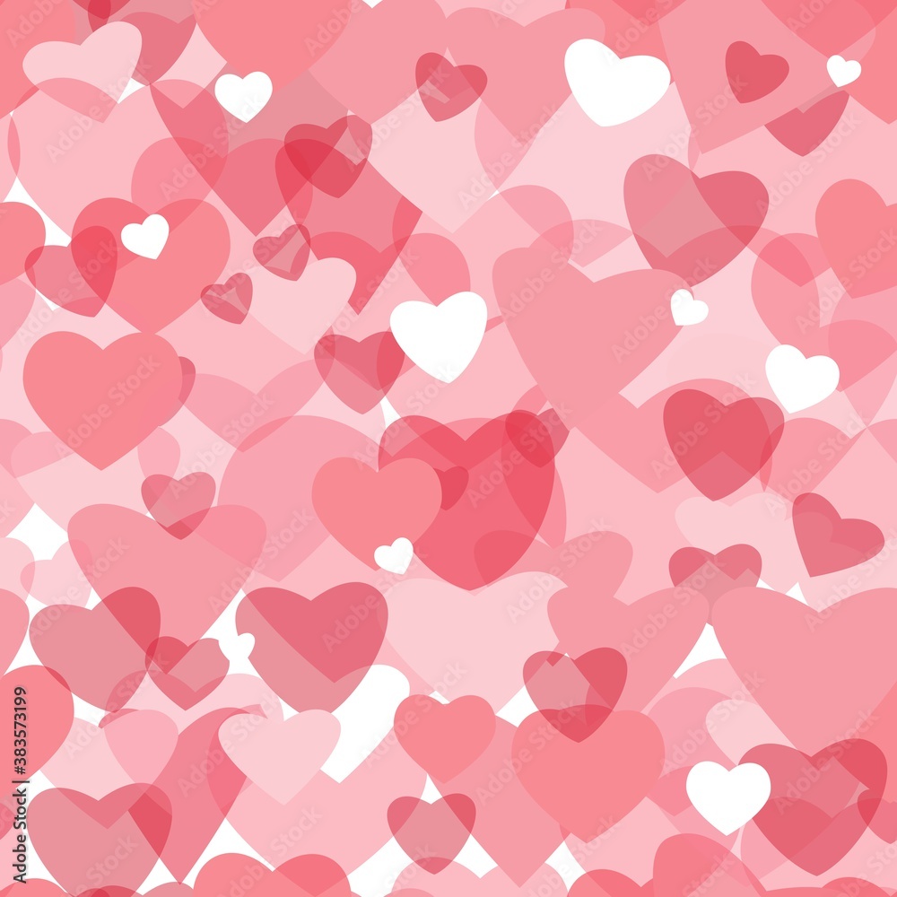Seamless pattern with pink hearts. Romantic print for wrapping paper, fabric and cover.