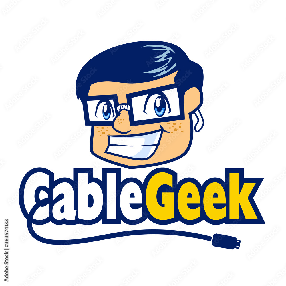 geek kids mascot cartoon