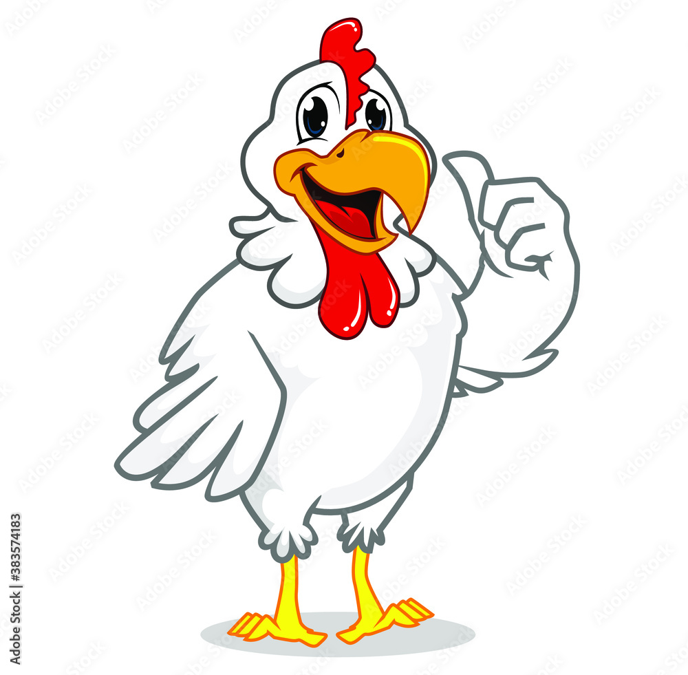 chicken mascot cartoon in vector