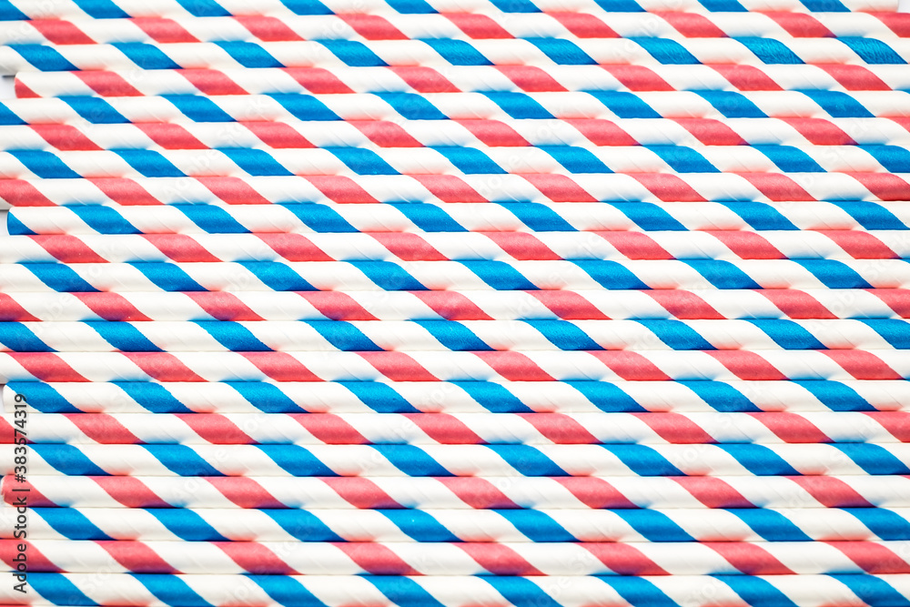 spiral striped drinking straws isolated on white background