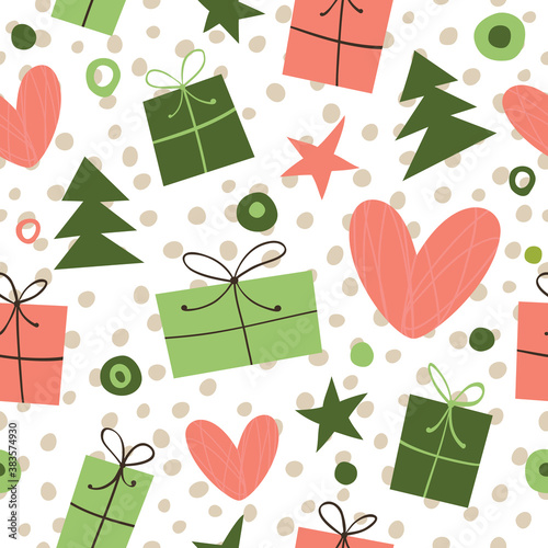 Seamless Christmas pattern. Seamless vector background. Background can be used for pattern fills, web page backgrounds,surface textures. 