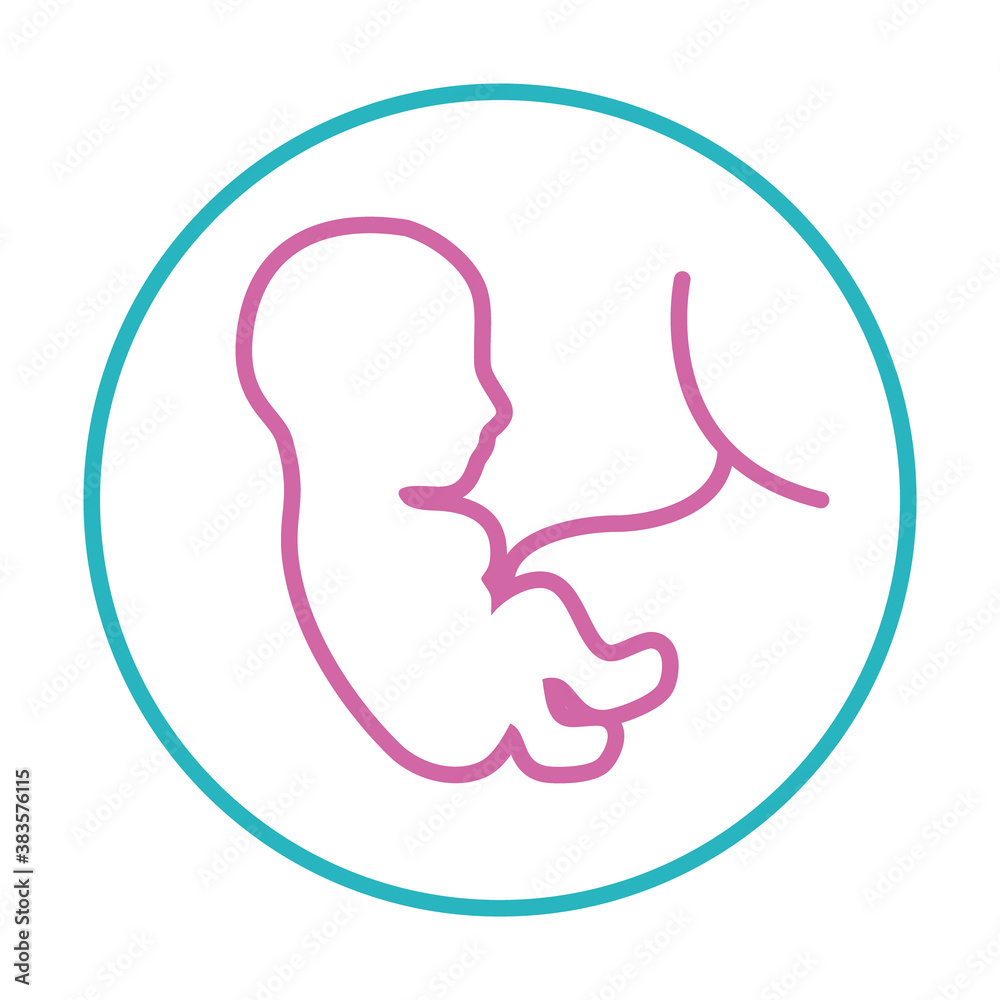 baby in womb icon, line style baby in womb icon, line style