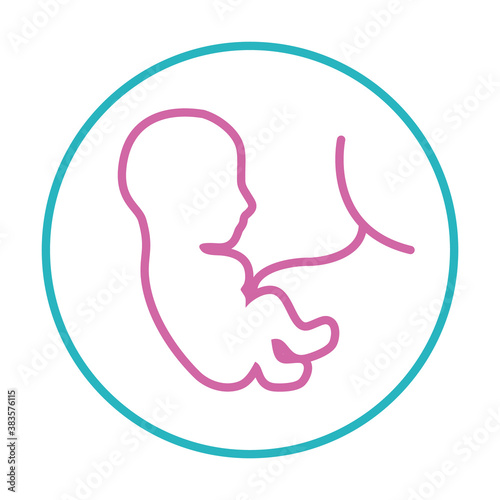 baby in womb icon, line style