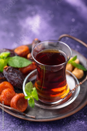 Turkish tea with dried fruits