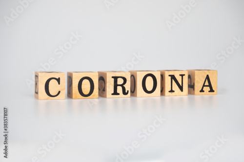 Corona words. Text block on white background.