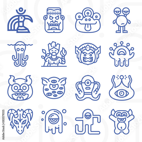16 pack of mythical  lineal web icons set