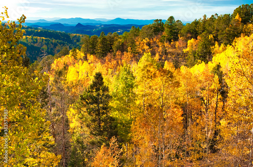 Cripple Creek Colorado Fall Foliage with Rocky Mountains