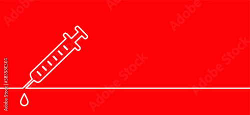 Bod drops, injection needles, a medical syringe with needles. hypodermic needle or disposable syringe sign. Flat vector blood drop pictogram logo. Blood chemistry. Blood test for viruses.