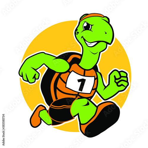 turtle runner mascot cartoon