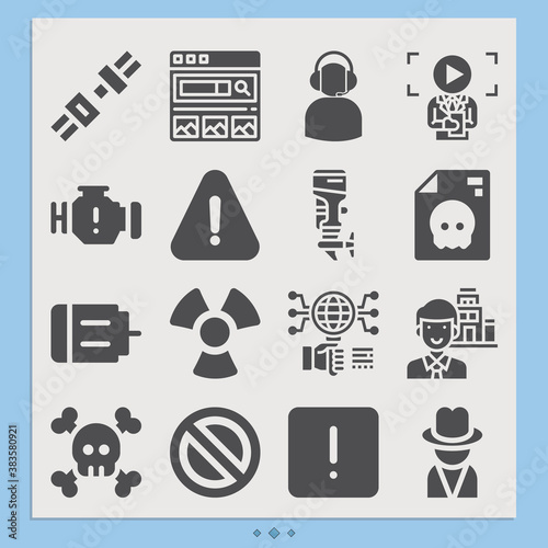 Simple set of causal agency related filled icons.