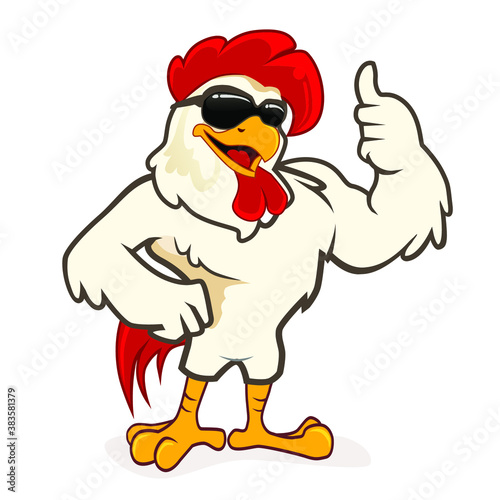 chicken mascot cartoon in vector