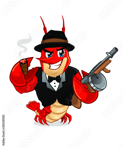 lobster prawn mascot cartoon in vector