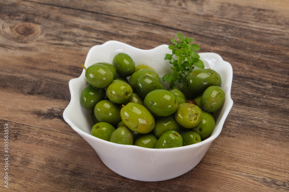 Green Campo Real olives in the bowl Green Campo Real olives in the bowl