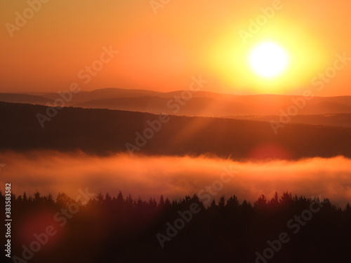 A sunrise over the Appalachians on an autumn morning