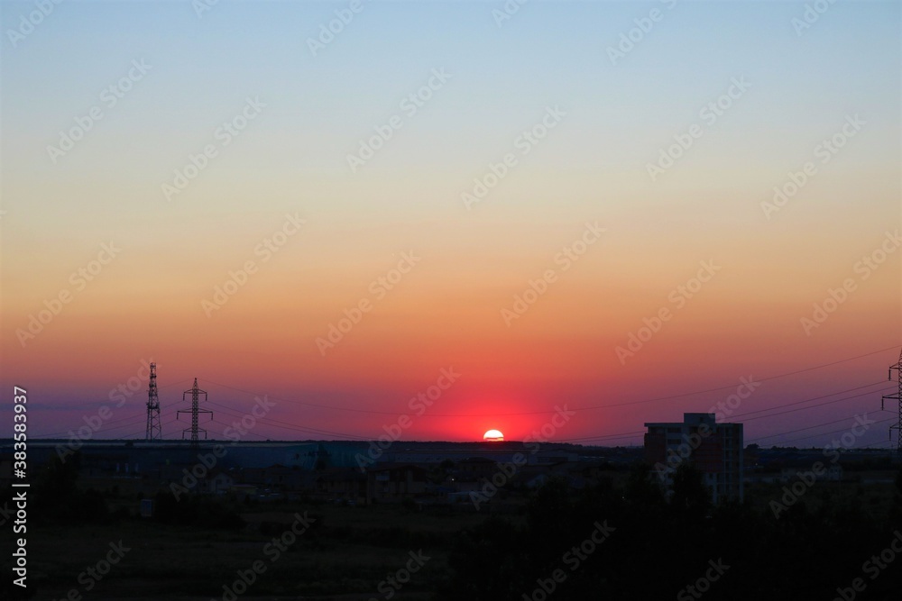 sunset over the city