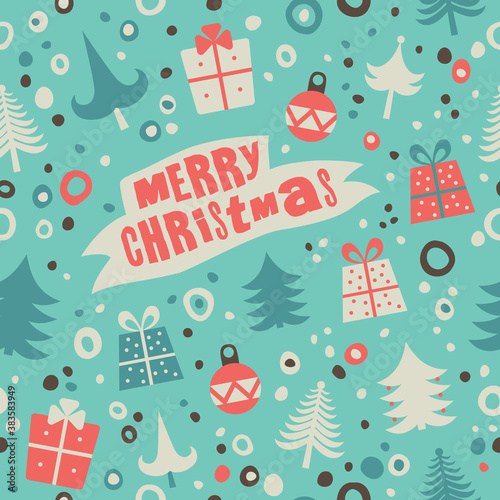 Merry Christmas. Seamless Christmas pattern. Seamless vector background. Background can be used for pattern fills, web page backgrounds,surface textures. 