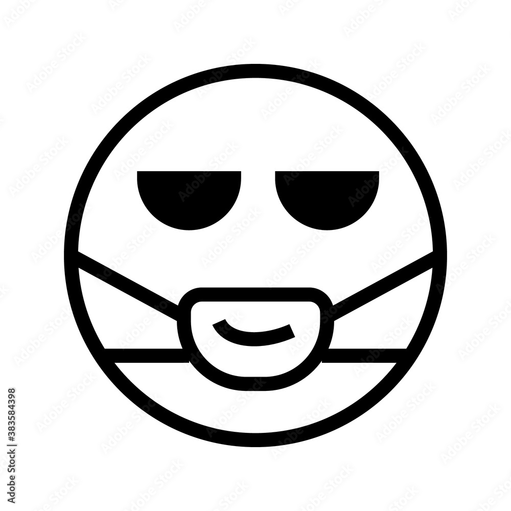round Face with Medical Mask Icon vector. cartoon bubble emoticons for social media chat comment reactions, icon template emoji character.