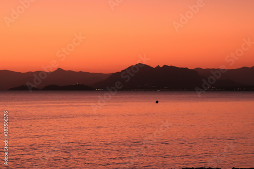 Sunset on La Azohia beach in Cartagena  Murcia