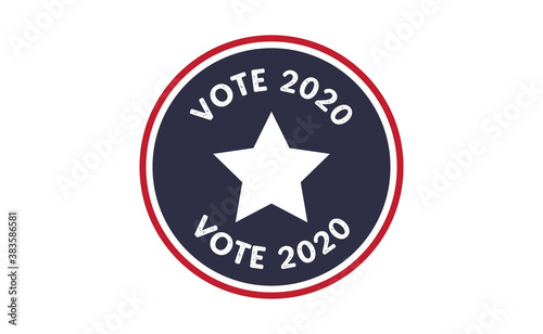 Vote 2020 in USA  sticker design. Political election campaign banner. Election day in United States of America.