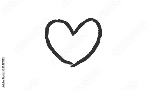 Sign of a heart. Love symbol doodle. Hand drawn vector illustration.