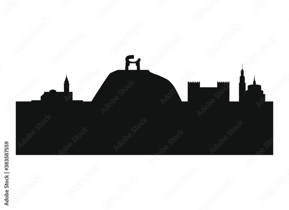 skyline of gijon city in spain. 